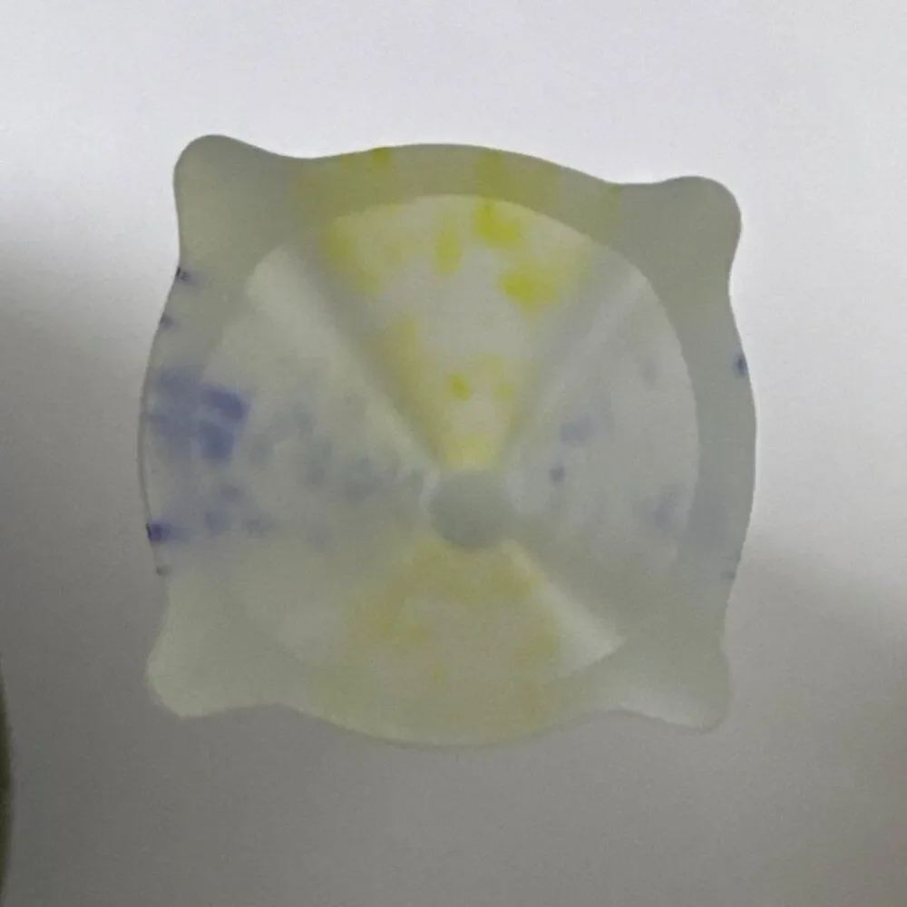Hand-Blown Glass Bud Vase With Yellow & Blue Speckled Pattern